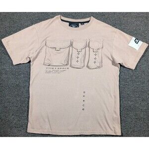 Time & Space Men's Size Medium Cargo T shirt Beige